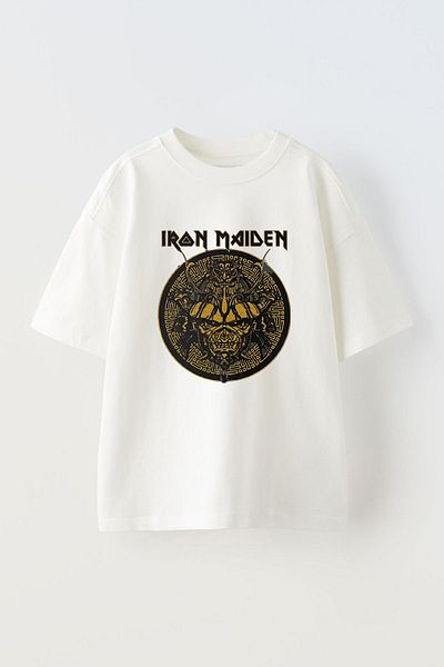 THEWERT Μπλουζάκι Iron Maiden Samurai με στάμπα Unisex Λευκό Oversize βαμβακερό μπλουζάκι