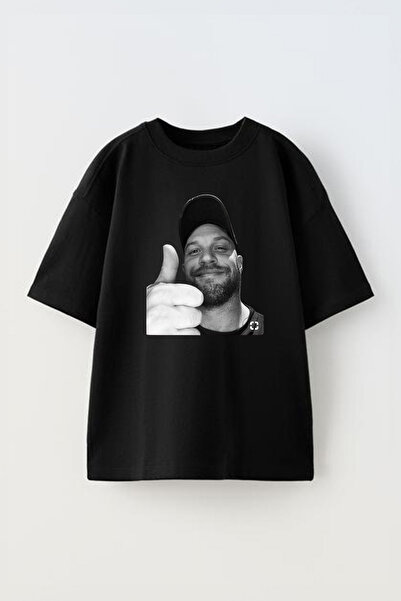 THEWERT Srećan petak Štampano Unisex crna Oversize kroj Pamuk T-shirt