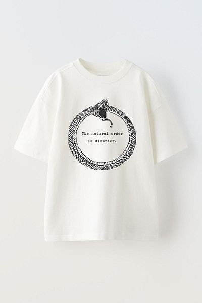 THEWERT The Natural Order Unisex White Oversize βαμβακερό μπλουζάκι - Disorder Design Printed