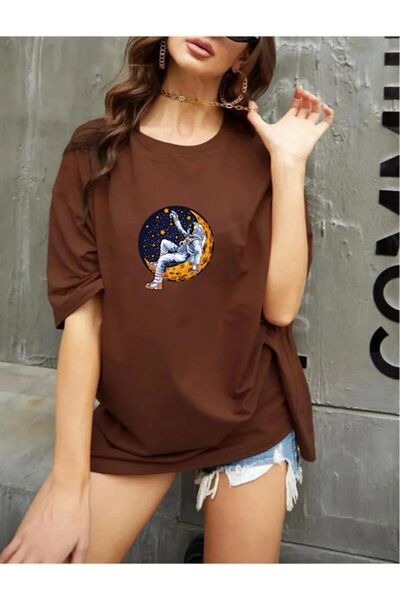 oneagılyazı Tricou oversize cu model astronaut unisex