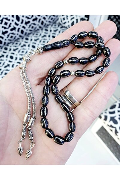 Efe Oltu Taşı Gümüş Tesbih Takı Kızılcık Kesim Alpaka Karpuz Dilimi İşlemeli Gürcü Taşı Tesbih