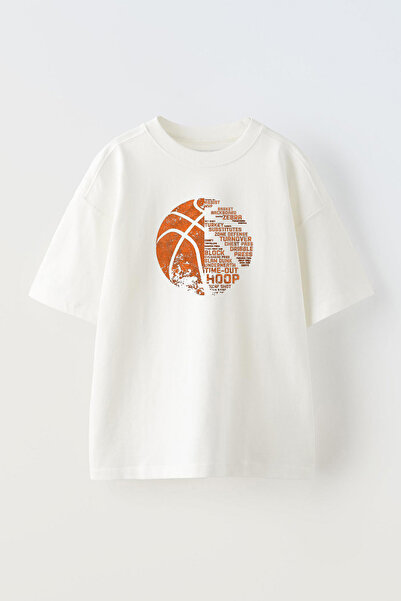 THEWERT Bela Oversize kroj Pamuk T-shirt - Unisex Košarkaška lopta Nemački di...