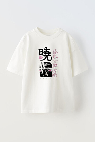 THEWERT تي شيرت ناروتو ايتاشي اوتشيها منقوش - أبيض كبير الحجم من القطن