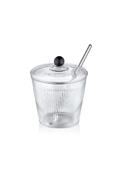 The Mia 10x12 cm Sugar Bowl with Glass Spoon - CAM0430