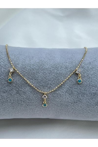 miaroza Stone Detailed Blue Anklet