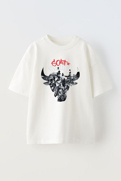 THEWERT Μπλουζάκι Unisex Λευκό Oversize - The Big Three Design Printed, Βαμβακερό
