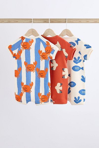 Next Baby 3 Piece Set - 100 Cotton Bright Beach Characters Romper