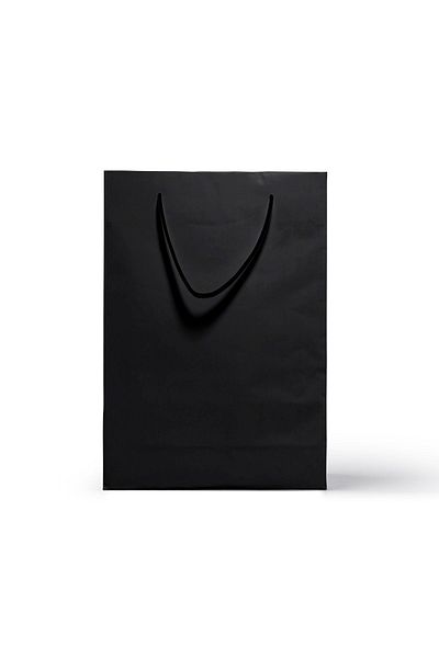 Balkan Black Drawstring Paper Shopping Bag - 36x25x9cm (Gift, New Year, Birthday Cardboard Bag)