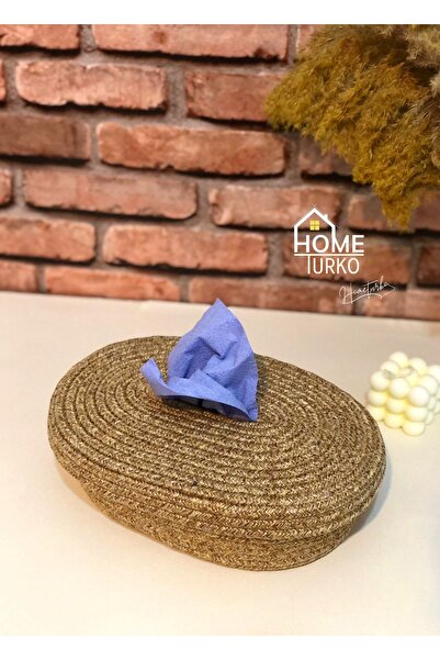 HomeTurko Jute and Wicker Napkin Holder Box - Organizer Tableware Organizer