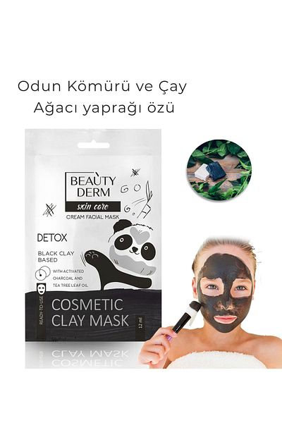 BEAUTY DERM Embeauty Face Mask Black Clay Mask Activated Charcoal and Tea Tree Oil Extract 12ml Gel Mask