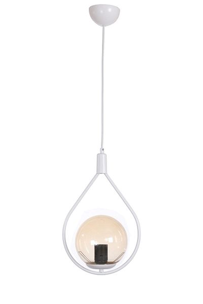 Fer Avize Deco Modern Design Cafe - Kitchen - Living Room - Hall White Color Honey Glass Single Chandelier