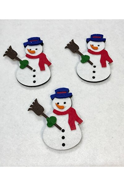 KeçeBizde Keçe Figür Süpürgeli Kardan Adam 10 Cm 5 Adet