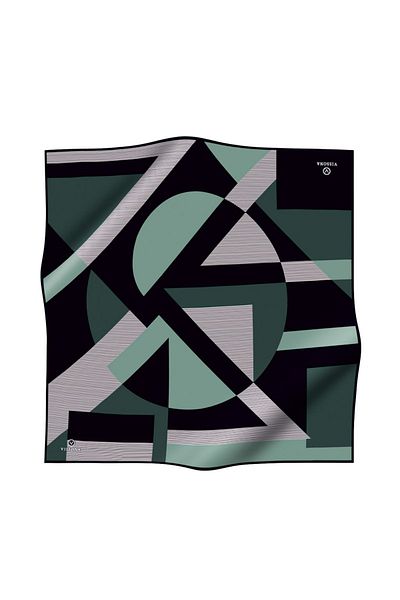 Vissona Μεταξωτό μαντήλι Twill Μαύρο/Πράσινο Μέντα