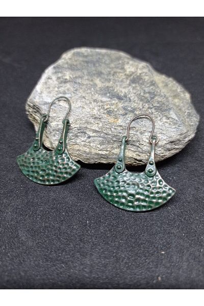 mama india alaçatı Green Antique Brass Ethnic Authentic Bohemian Earrings