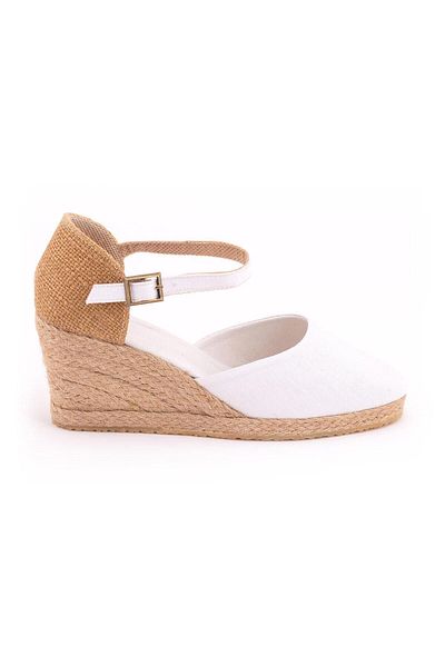 Star Tombis Handmade Linen Espadrille - Straw Wedge Heel, Real Handmade