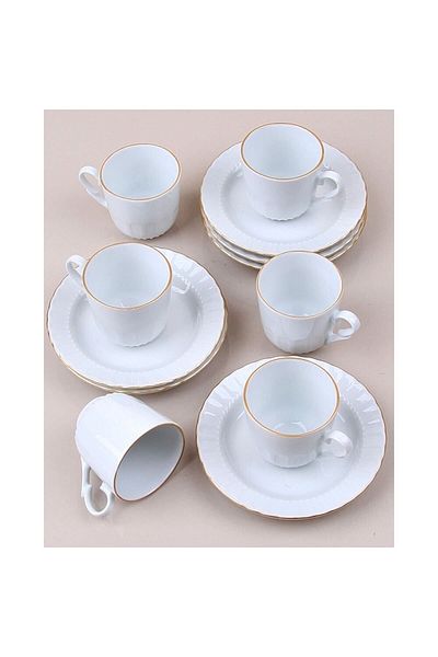 Kütahya Art Pearl Gilded 12 Piece Porcelain Coffee Cup Set