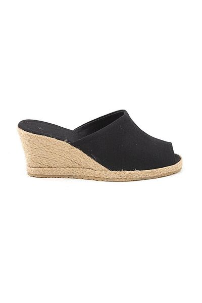 Star Tombis Γυναικείες λινές παντόφλες casual - Ψάθινες μαύρες χειροποίητες πραγματικές χειροποίητες