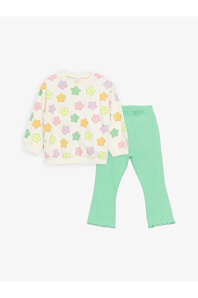 LC Waikiki LCW Baby - Crew Neck Printed Sweatshirt and Leggings for Baby Girl 2 Pieces Set