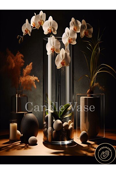 Paşabahçe Silindir Cam Vazo 10 Cm Genişlik 40 Cm Yükseklik Kalın Taban El Imalatıdır