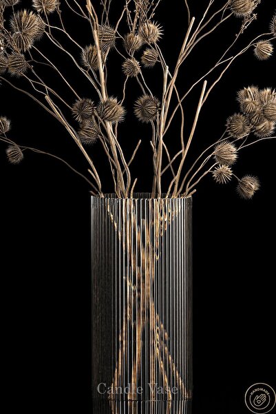 Paşabahçe Silindir Cam Vazo Opak Desenli 20 Cm Yükseklik 10 Cm Genişlik Borosilikat El imalatı