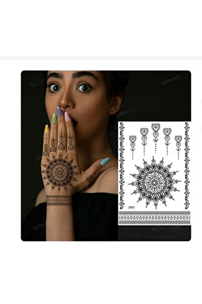 HelloBeautiful Tatto Su Geçirmez Geçici Dövme Mandala El Vücut Tasarım 21 cm*...