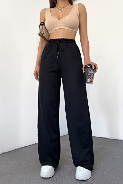 BayBayan Pantaloni palazzo cu talie înaltă pentru femei, cu talie elastică, c...