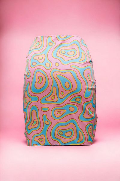 pistore New Season - Pink Turquoise Geometric SatinPareoBeach Dress Women