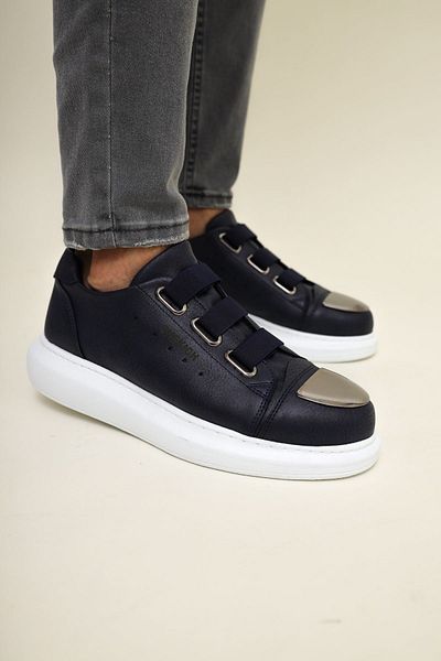 Joy Man Pantofi sport pentru bărbați J251 Mirror Ortopedic - Albastru bleumarin, Pantofi sport casual din piele
