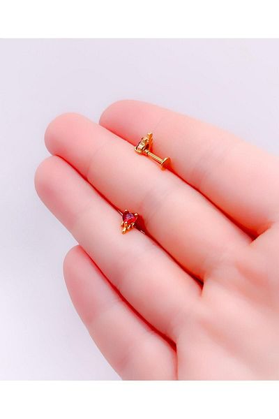 Trinos Surgical Steel Piercing Zircon Heart Drop Stone Cartilage Helix Tragus Piercing (1 piece)