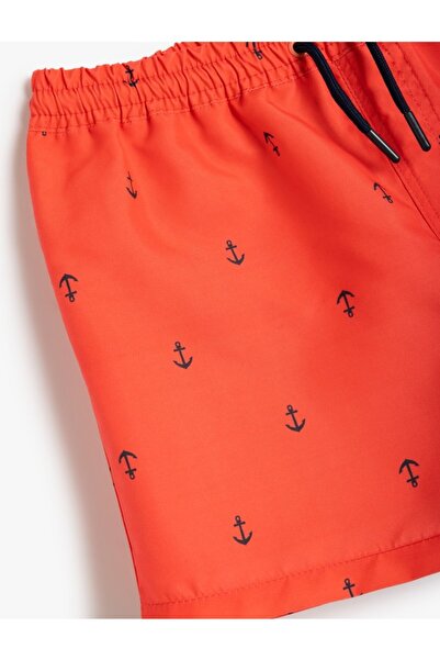 Koton Kids Koton Sea Shorts Anchor Potištěný pas se zavazováním