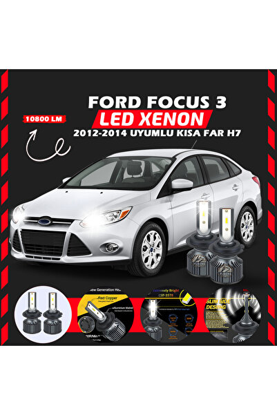 Furens Ford Focus 3 2012-2014 Kısa Far Uyumlu Şimşek Etkili Led Xenon Premium...