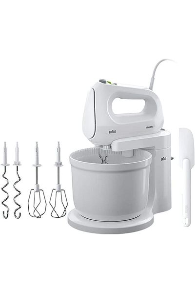 Braun Hand Mixer 2 in 1 Hand & Stand MultiMix, 450W, 4.3L Bowl, 4 speed + turbo, Silent mode -HM1070