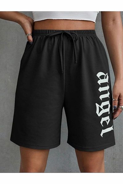 Boi Unisex Μαύρο γκρι ψηλόμεσο εμπριμέ χτενισμένο σορτς - Άνετο και με τσέπες