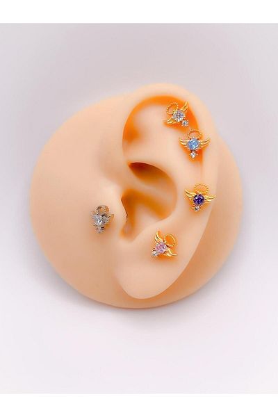 Trinos Surgical Steel Piercing Zircon Stone Angel Figured Cartilage Helix Tragus Piercing (1 piece)
