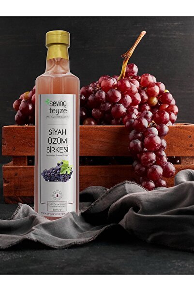 Organik Teyze Sevinç Teyze Doğal Fermantasyon Siyah Üzüm Sirkesi 500ml (NATUR...
