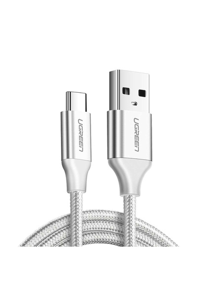 Ugreen Örgülü Usb Type-c Şarj Ve Data Kablosu Beyaz 50 Cm