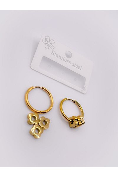 Trinos Removable Clover Steel Hoop Earrings