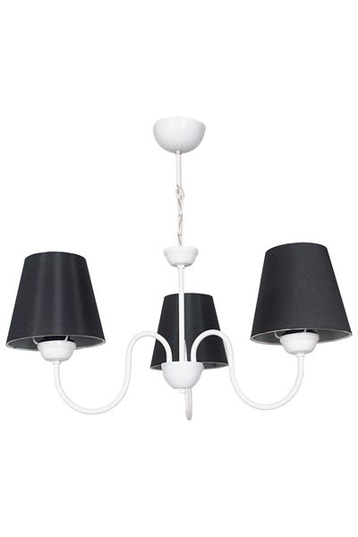 Fer Avize Lampshade Modern Design Pendant Lamp White Body Black Headed 3-Piece Chandelier