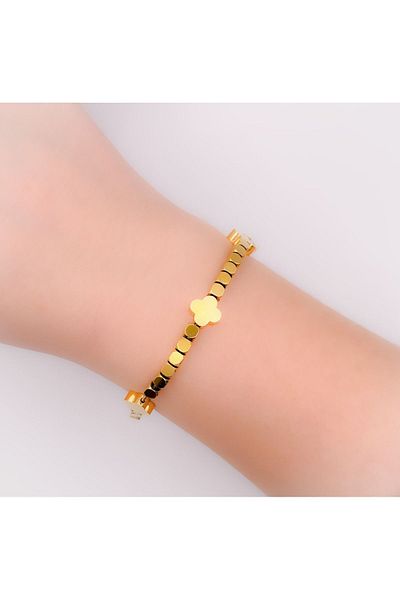 Trinos Steel Bracelet Steel Beaded Clover Bracelet