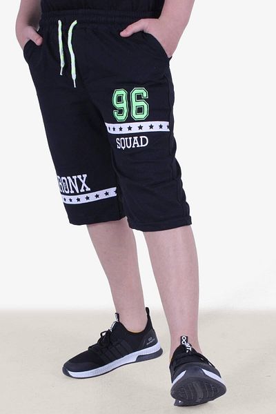 PANİO KİDS Phosphor Color Detailed 96-bronx Text Printed Boy's Double Pocket Μαύρο Κάπρι