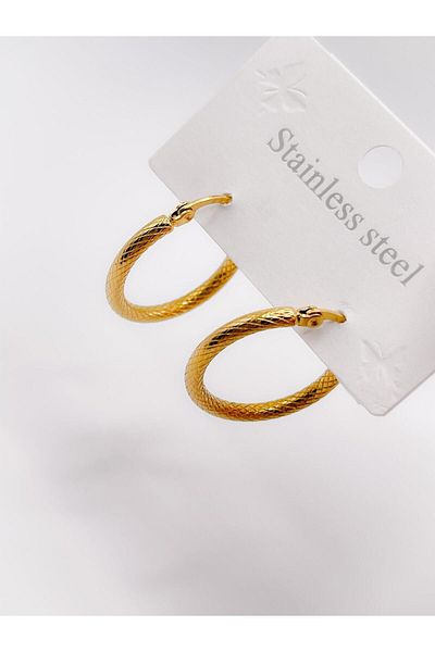Trinos Vintage Steel Earrings - Hoop Earrings 25mm Diameter