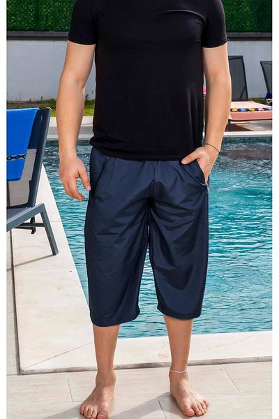 Mayom Ανδρικό μπλε Navy Basic Capri - Μαγιό σορτς με ίσια τσέπη