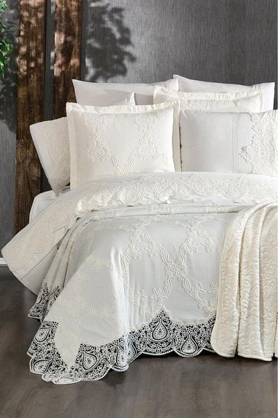Çeyiz Diyarı Set de zestre 10 piese Sahra Cream cu pătură