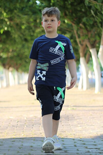 PANİO KİDS Off White Text Štampano Kapri muška Set gornjeg i donjeg dela