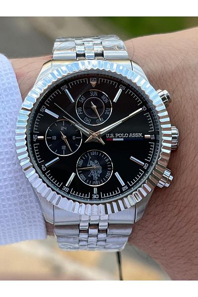 U.S. Polo Assn. U.S. POLO ASSN Men's Wristwatch - 5 Atm Water Resistant, Steel Cord, Internal Functions Active USPA.1054.B04