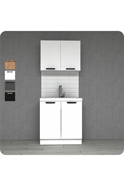 visasconcept 80 cm Çok Amaçlı Mutfak Dolabı Ofis Tipi Hazır Mutfak Tezgah Dahil