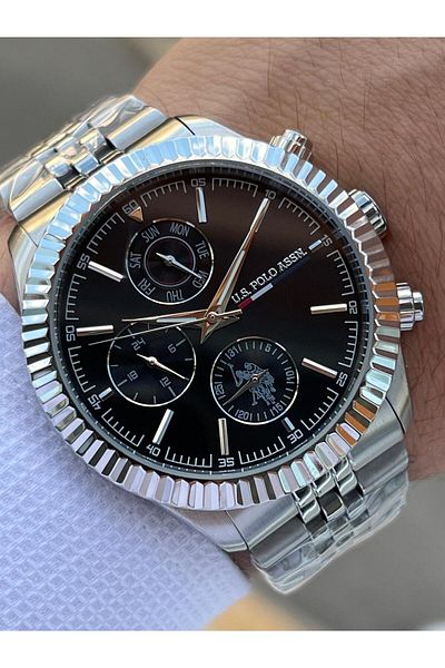 U.S. Polo Assn. U.S. POLO ASSN Men's Wristwatch - 5 Atm Water Resistant, Steel Cord, Internal Functions Active USPA.1054.B04