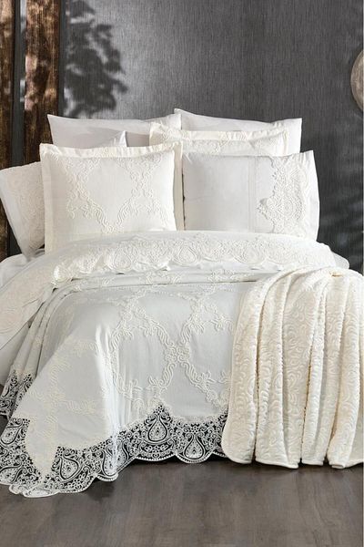 Çeyiz Diyarı Set de zestre 10 piese Sahra Cream cu pătură
