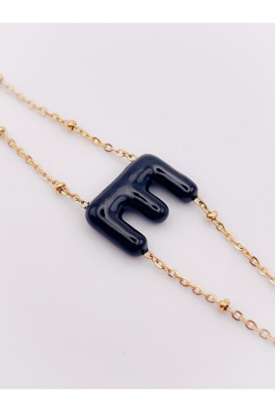 Trinos سوار فولاذي ملون بحرف E - سوار بحرف بالون