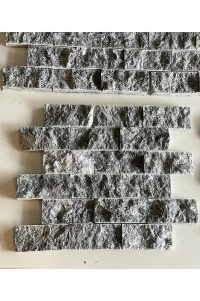 Polen Stone Siyah Doğal Patlatma Taş, Duvar Kaplama Taşı Fileli 5x10